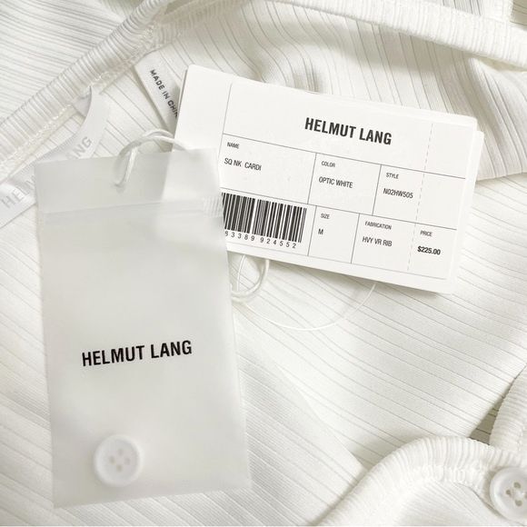 NWT Helmut Lang Optic White Ribbed Knit Buttoned Fitted Top Size Medium $225 NEW - Picture 11 of 16